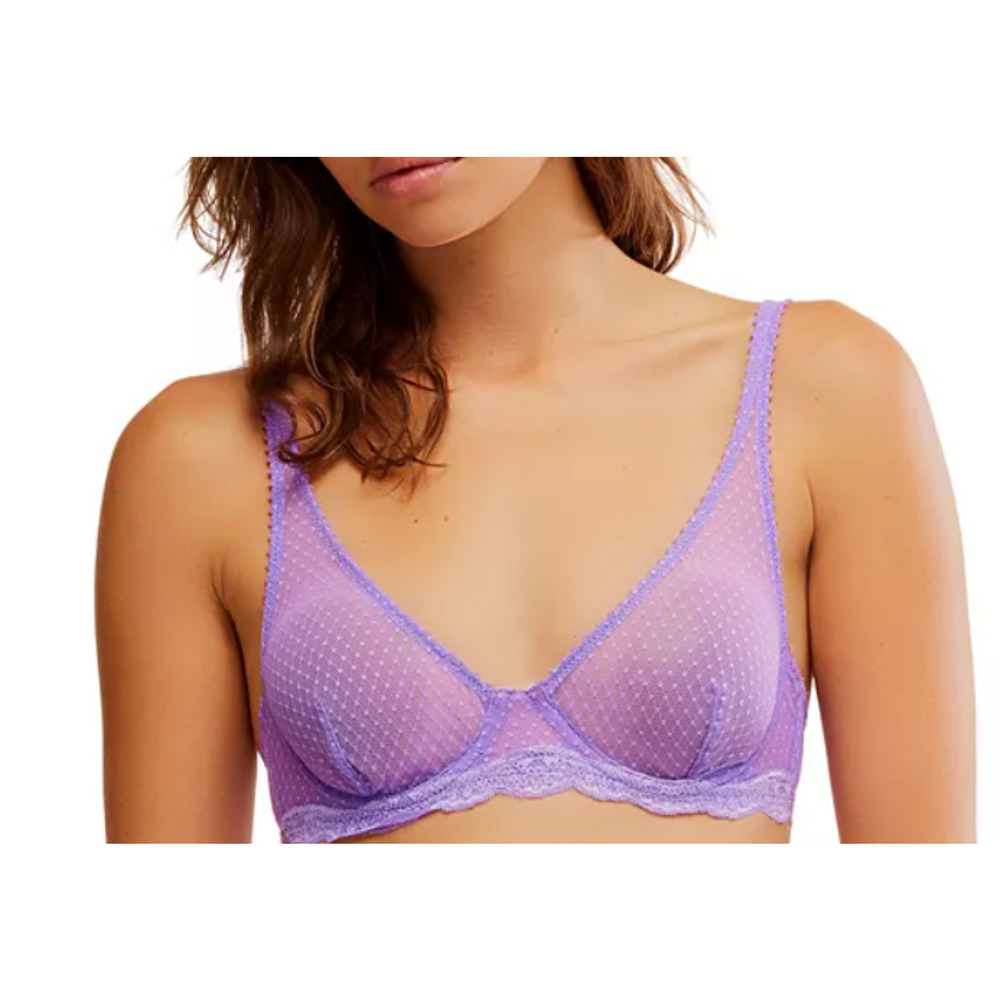 Free People Sheer Dot Lace Bralette in Lavender